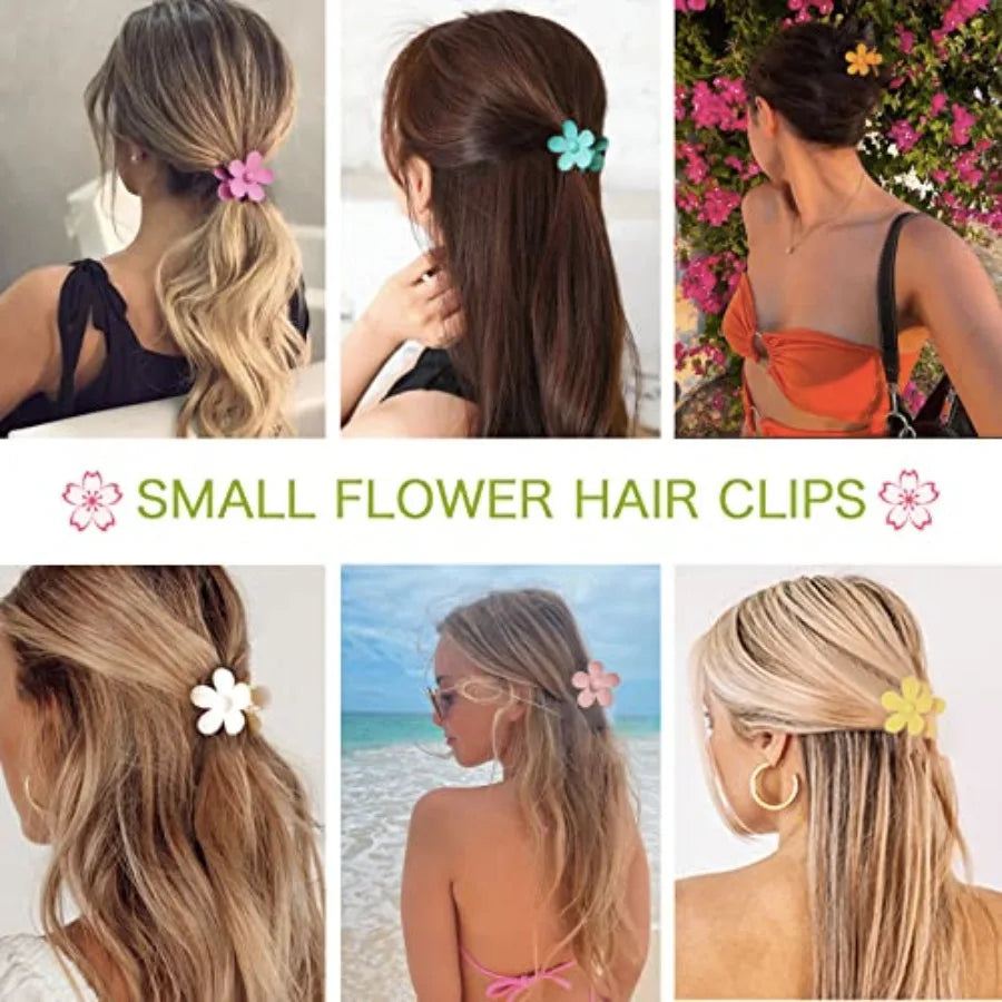12 Pack Small Flower Hair Claw Clips