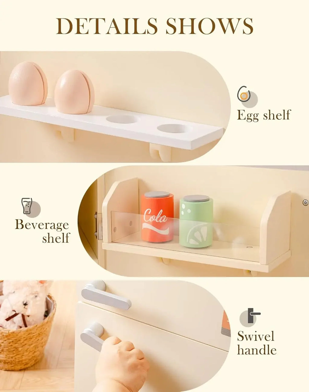 Wooden Toy Fridge Refrigerator Play kitchen