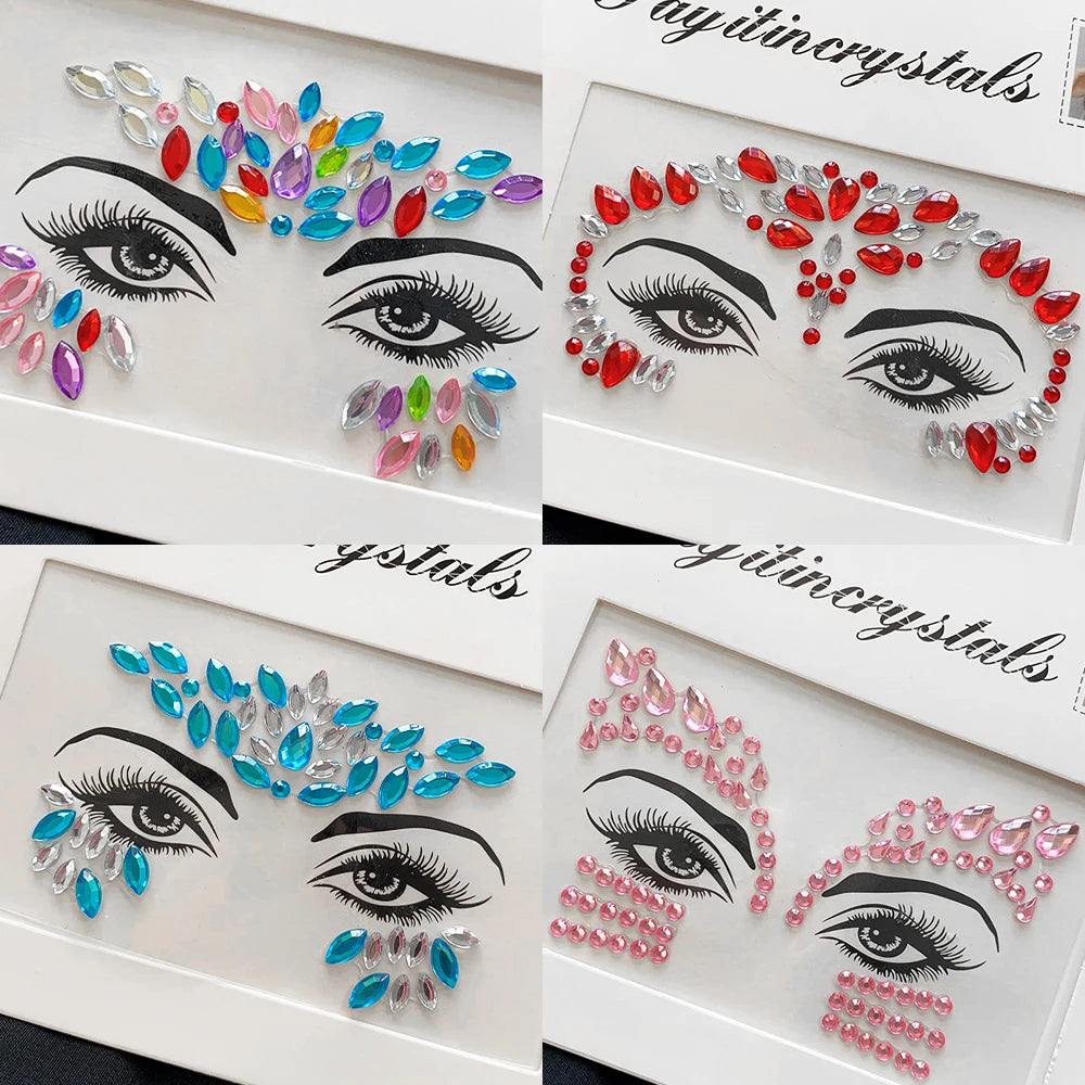 15Pcs Glitter Face Gems Tattoos