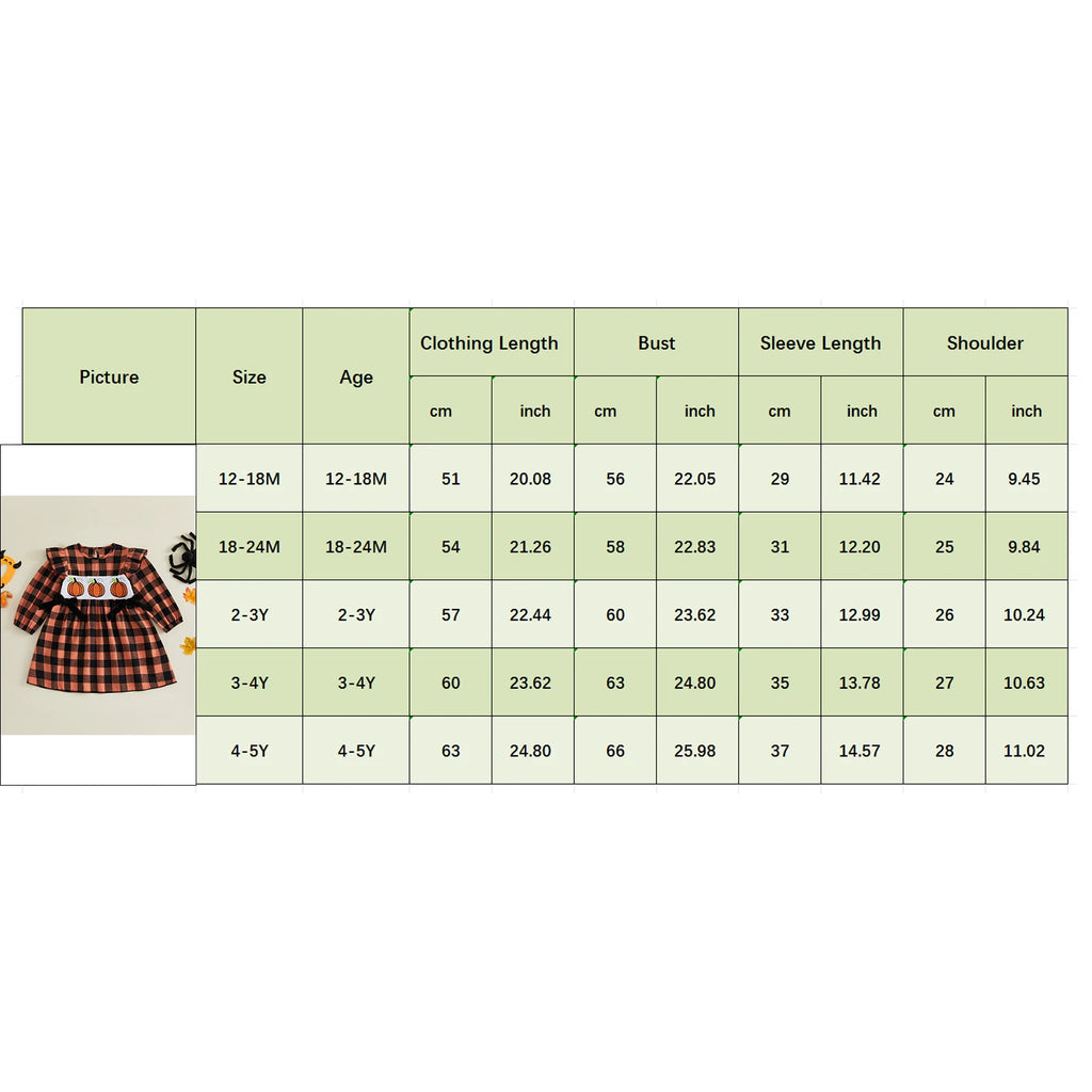 Girls Pumpkin Embroidery Halloween Dress
