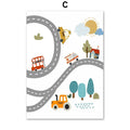 Modern Nordic Style Canvas Print Painting Poster Cartoon Car Letter Number Children Wall Picture Art Studio Kids Room Home Decor