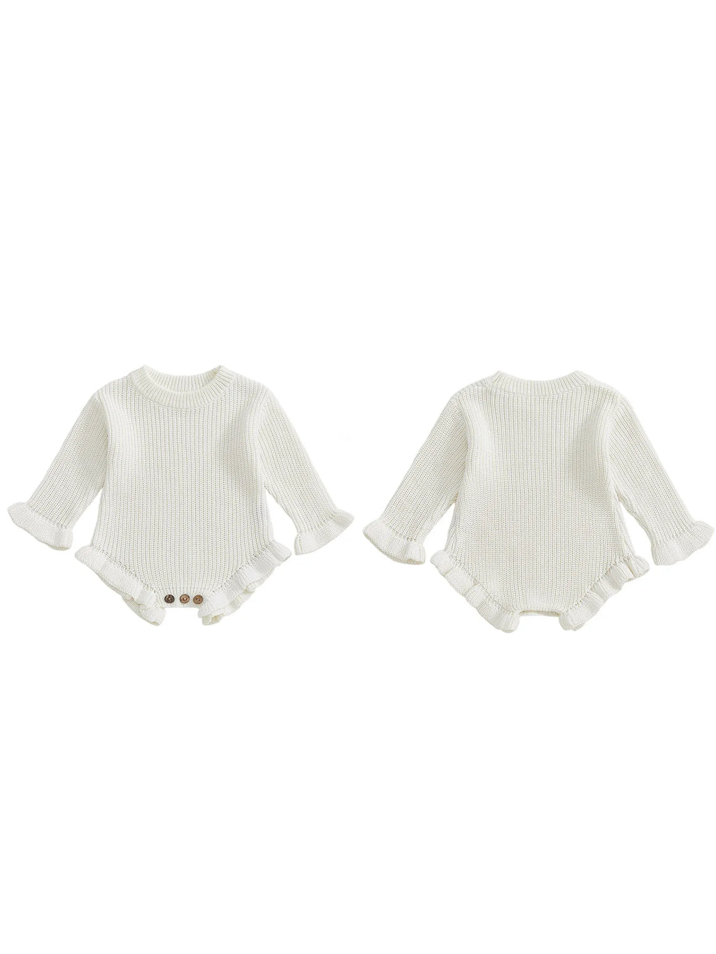 Infant Autumn Knitted Bodysuit with Ruffled Sleeves