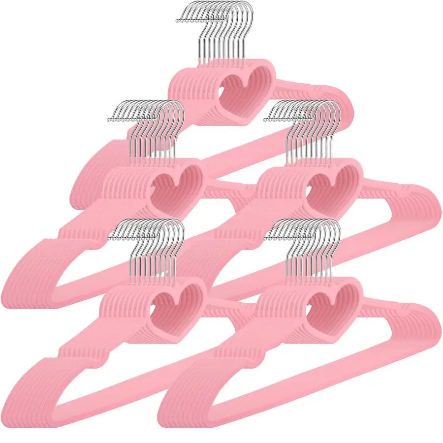 50 Pcs Pink Velvet Heart Hangers