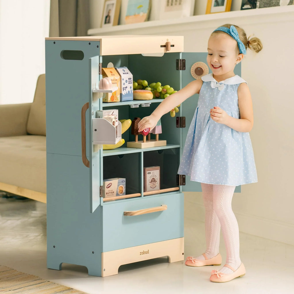 Kitchen Fridge Refrigerator with Ice Dispenser Wooden