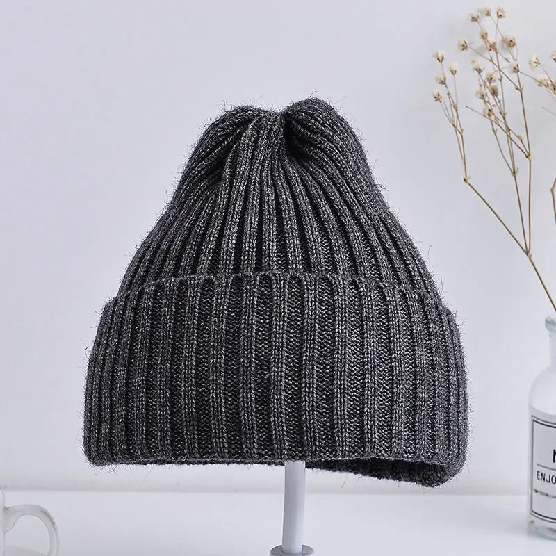 Kids Ribbed Knitted Beanie Hats 6M-4Years