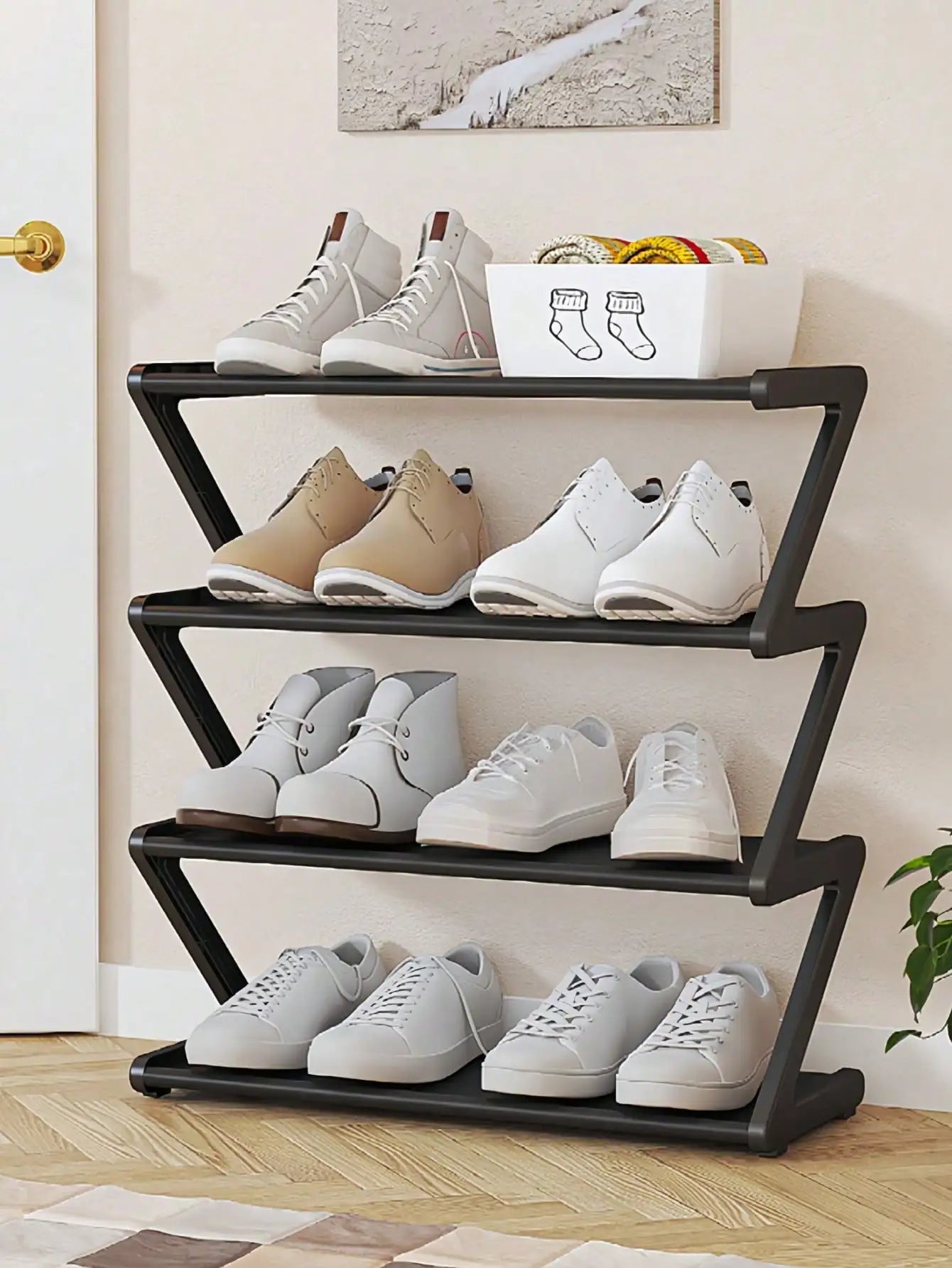 Z-Shaped Shoe Rack Standing Organizer