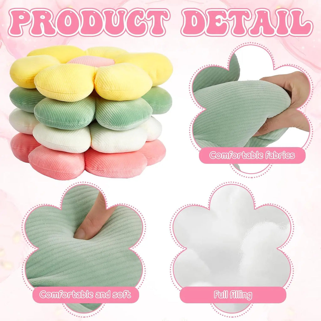 4 Pcs Flower Plush Throw Pillows