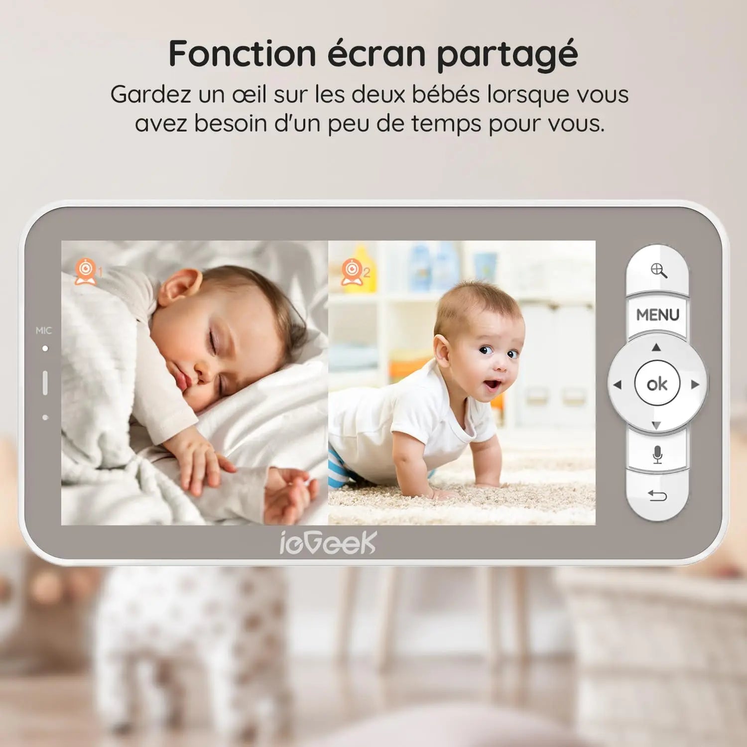 5 Inch Baby Monitor with 2 Cameras 2K/3MP
