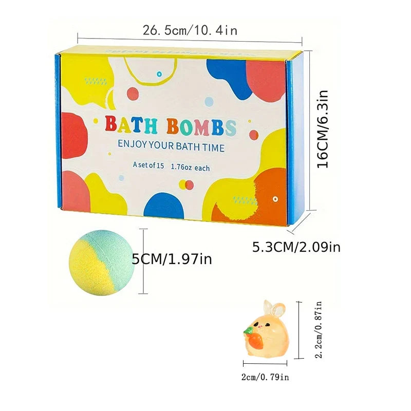 Bath Bombs for Kids with Surprise Inside, 15 Pack Kids Bath Bombs Gift Set, Natural Organic Kids Bubble Bath Fizzy with Bath Toy
