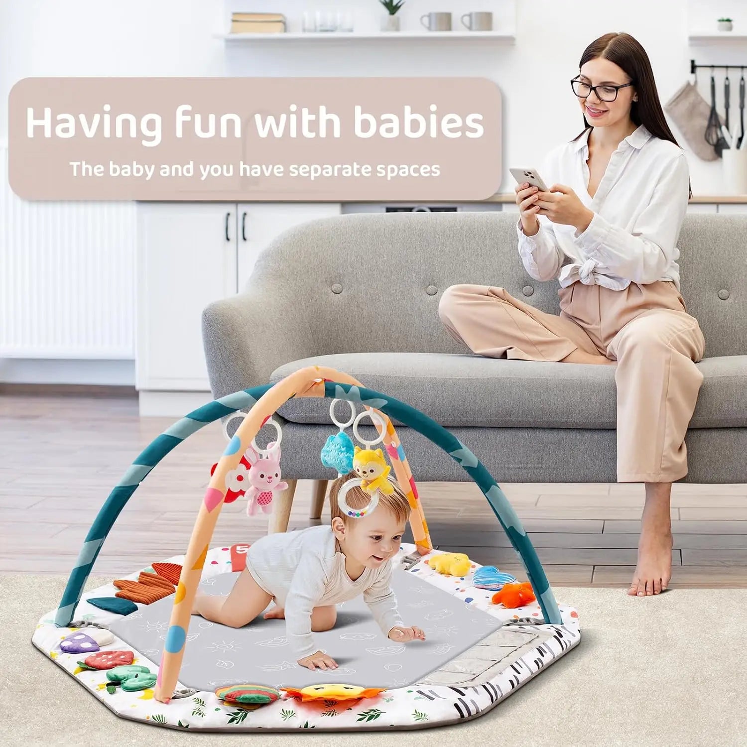 Baby Play Gym Mat with 6 Development Zones