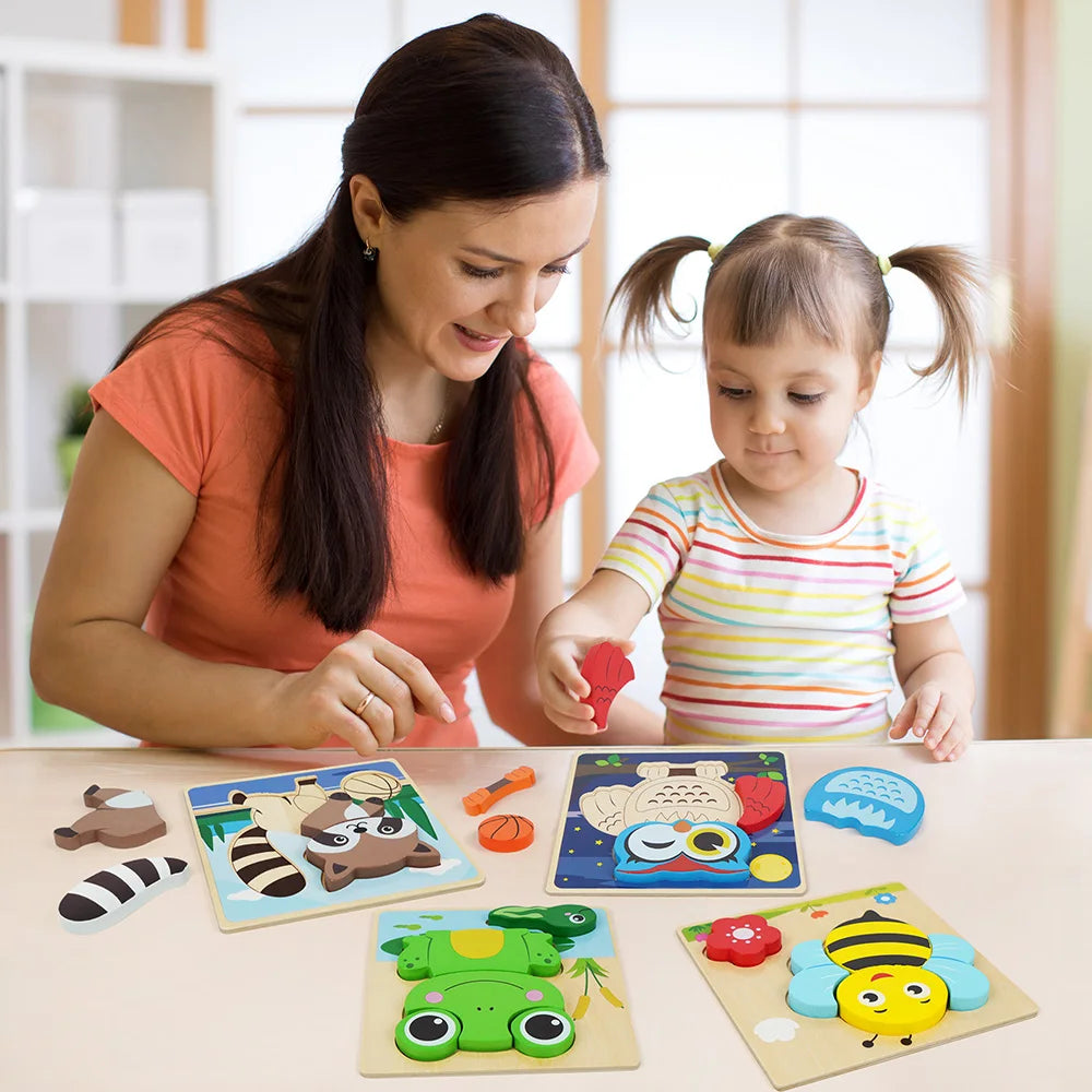 8 Pack Animal Wooden Puzzles