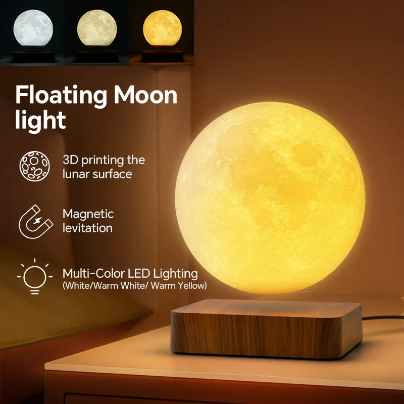 Magnetic Floating Rotating Moon Lamp - Wooden Base