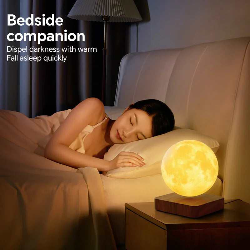 Magnetic Floating Rotating Moon Lamp - Wooden Base