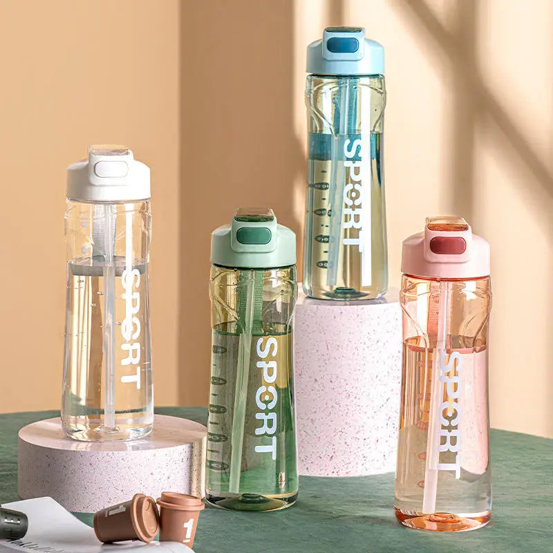 800ml Large Plastic Water Bottle With Straw