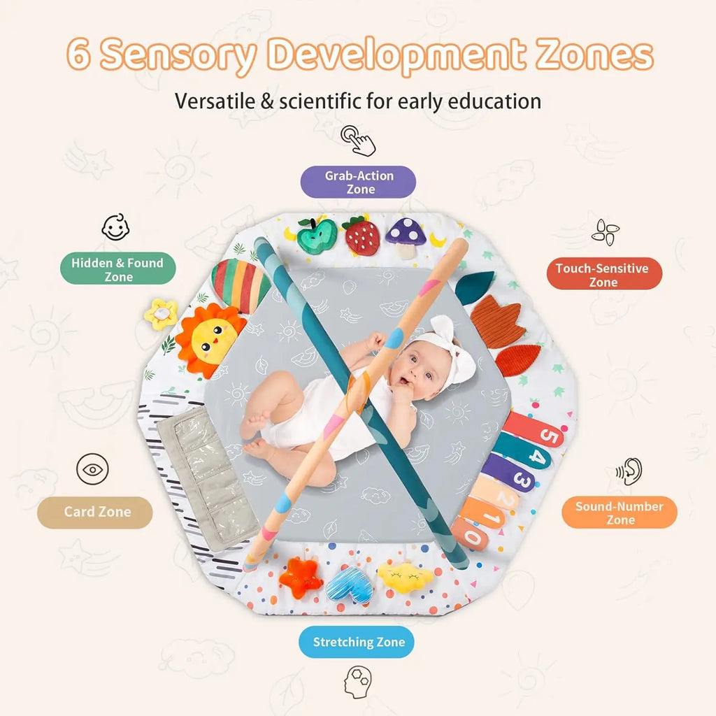 Baby Play Gym Mat with 6 Development Zones