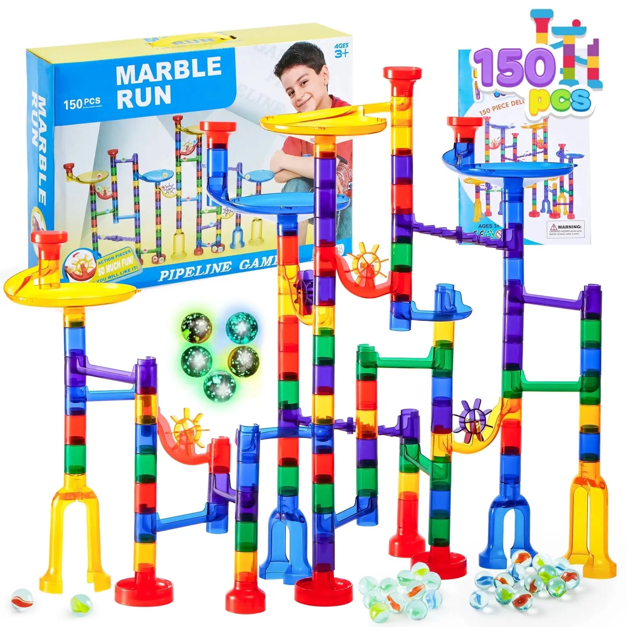 150 Pcs Glowing Marble Run