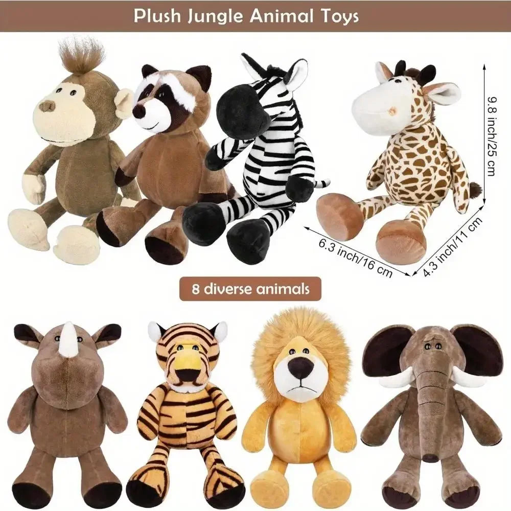8 Piece Safari Stuffed Animals Plush