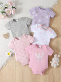 5pcs Baby Girl Onesies Set