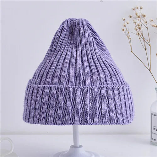 Kids Ribbed Knitted Beanie Hats 6M-4Years