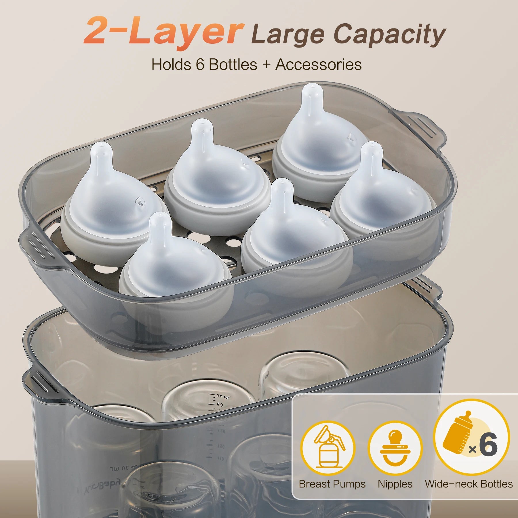 6 Bottles- Baby Bottle Sterilizer & Dryer