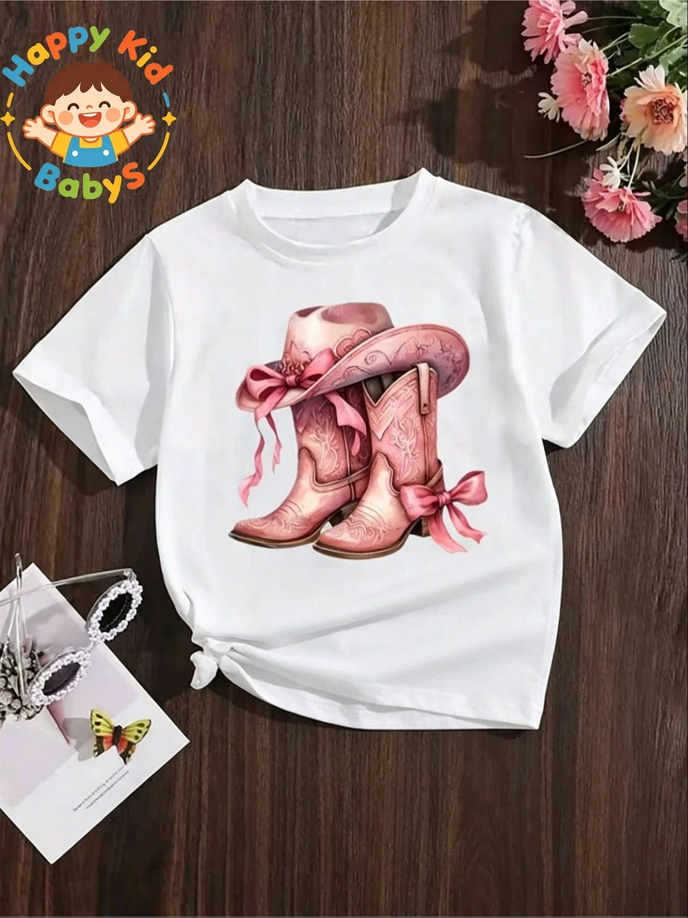 Girls Cowboy Boots And Hat Tee Shirt