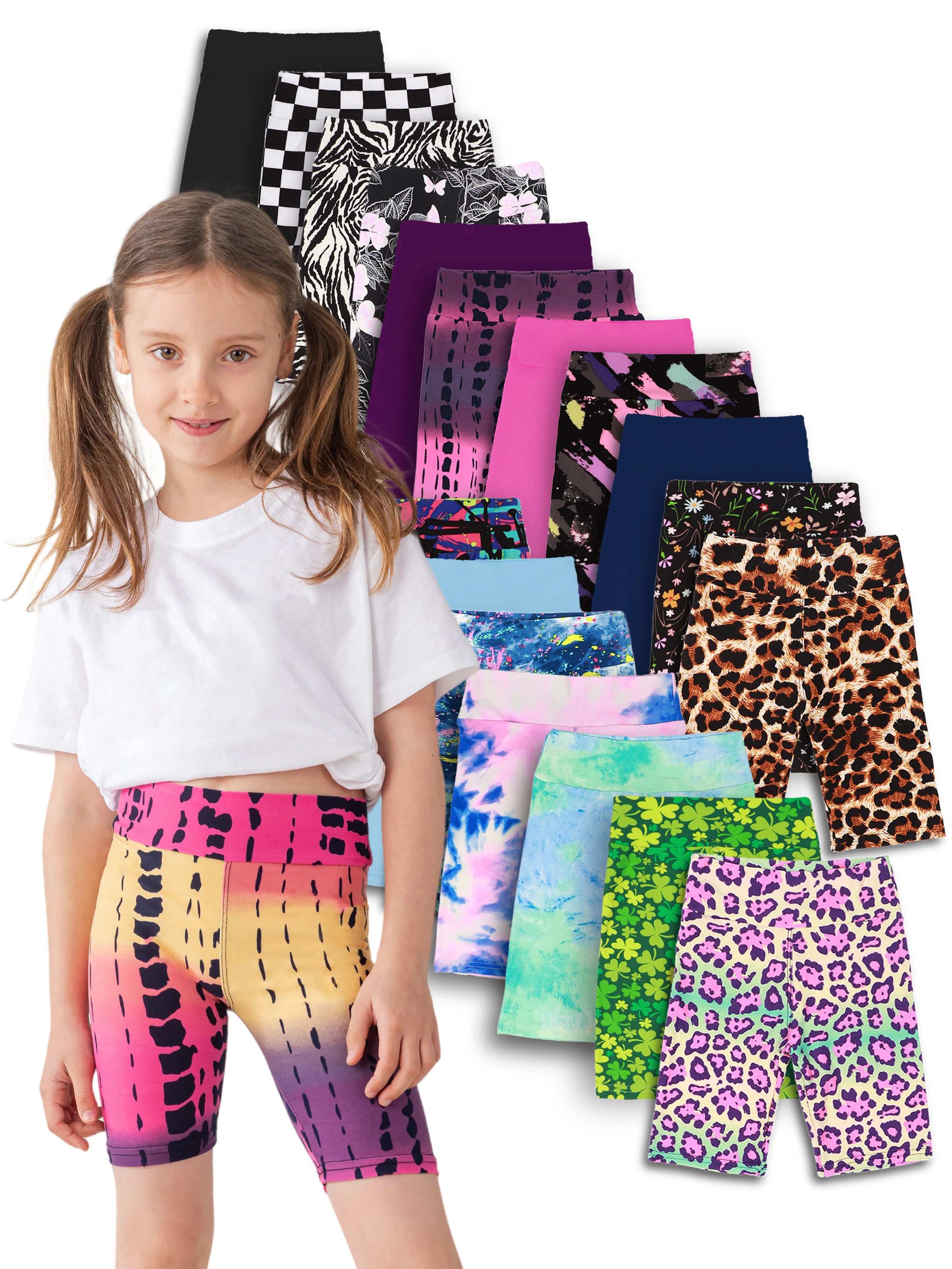 5pcs girls soft stretchy biker shorts,