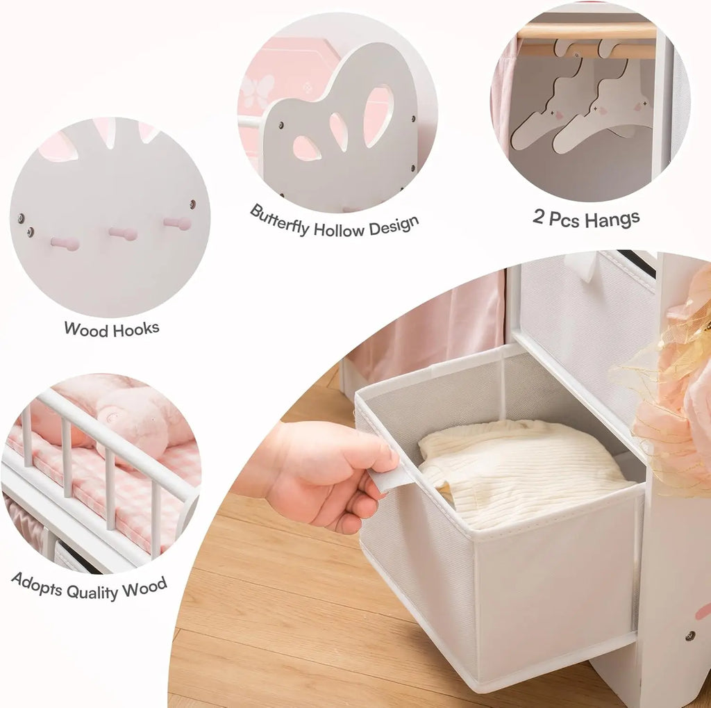 Wooden Baby Crib with Storage Bedding