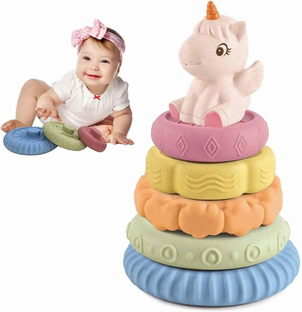 Soft Squeeze Stacking Toys with Pink Horse