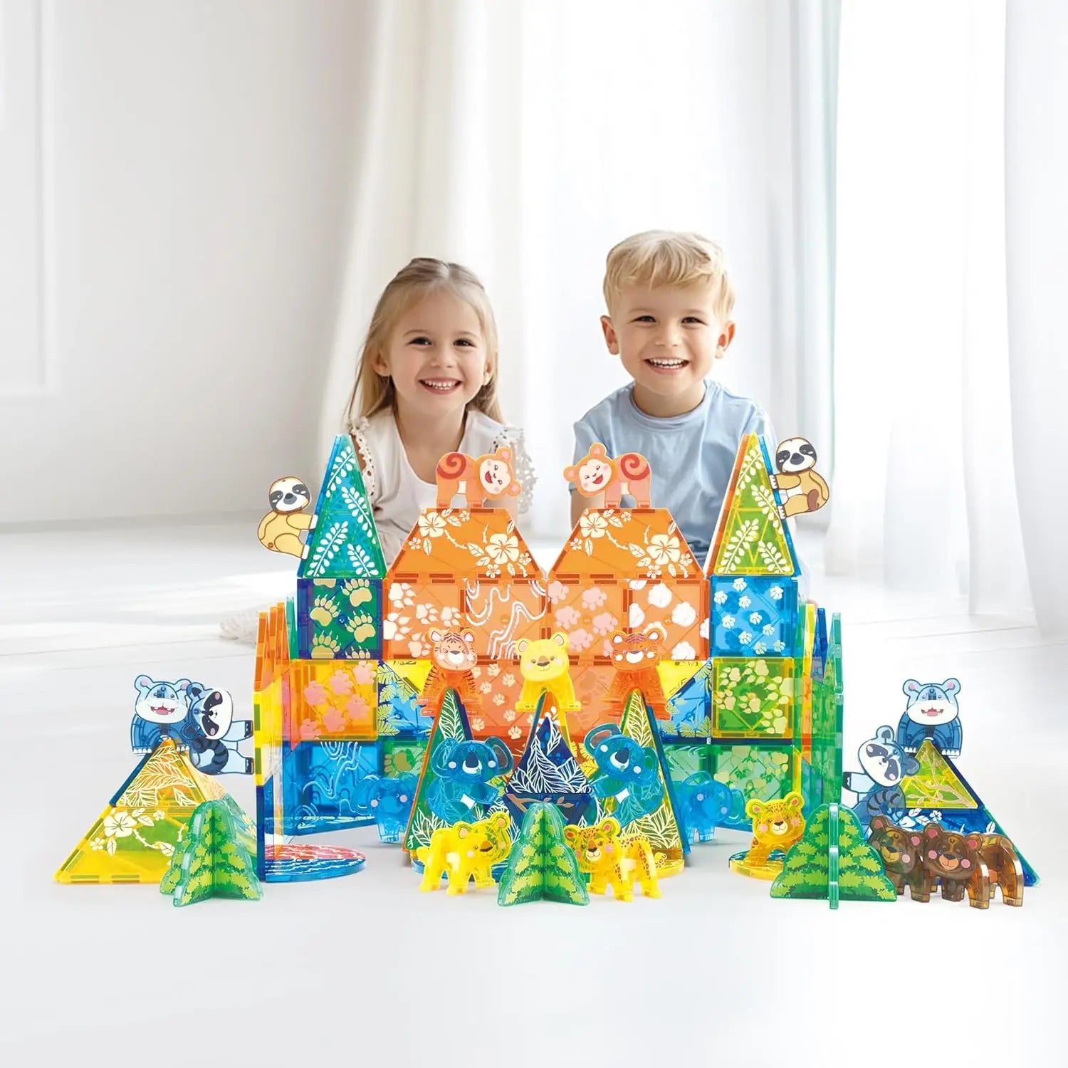108 PCS Zoo Animals Magnetic Tiles Set