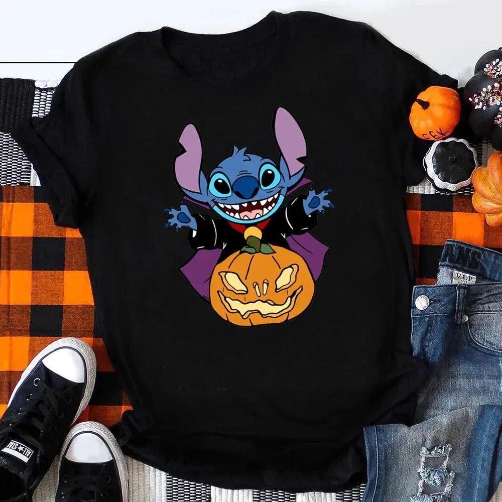 Color: army green, Kid Size: 4T - Funny Mickey Minnie Mummy Print Disney Children Cotton T Shirts Trick Treat Fashion Halloween Cute Kid Clothes Girls Streetwear
