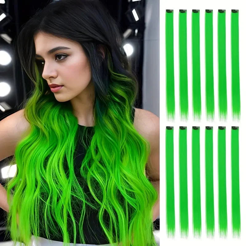 12pcs Rainbow Clip-In Hair Extensions