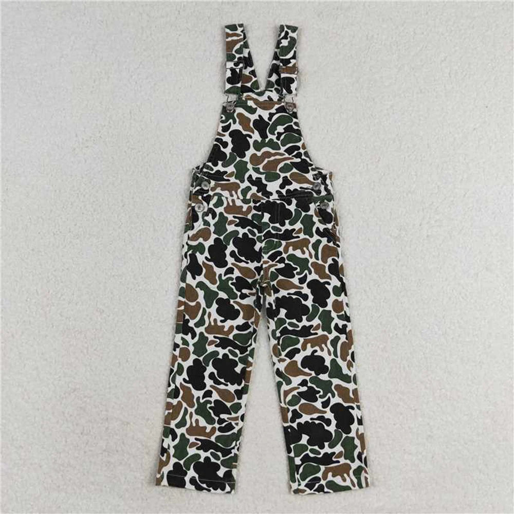 Kids Brown Camo Denim Strap Jumpsuit Overall