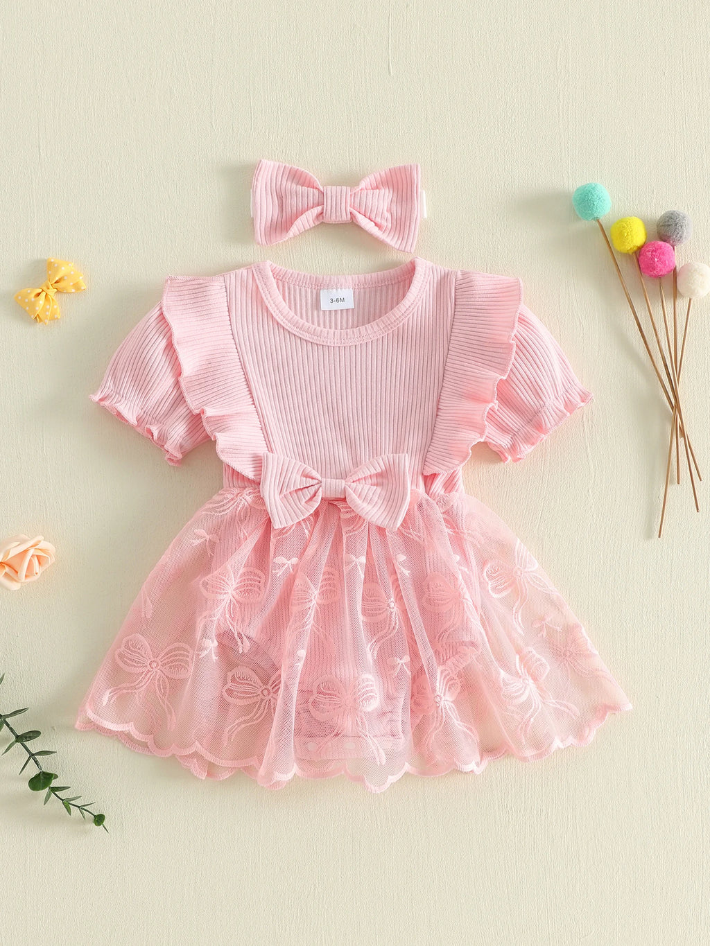 Princess Lace Romper Dress with Matching Headband