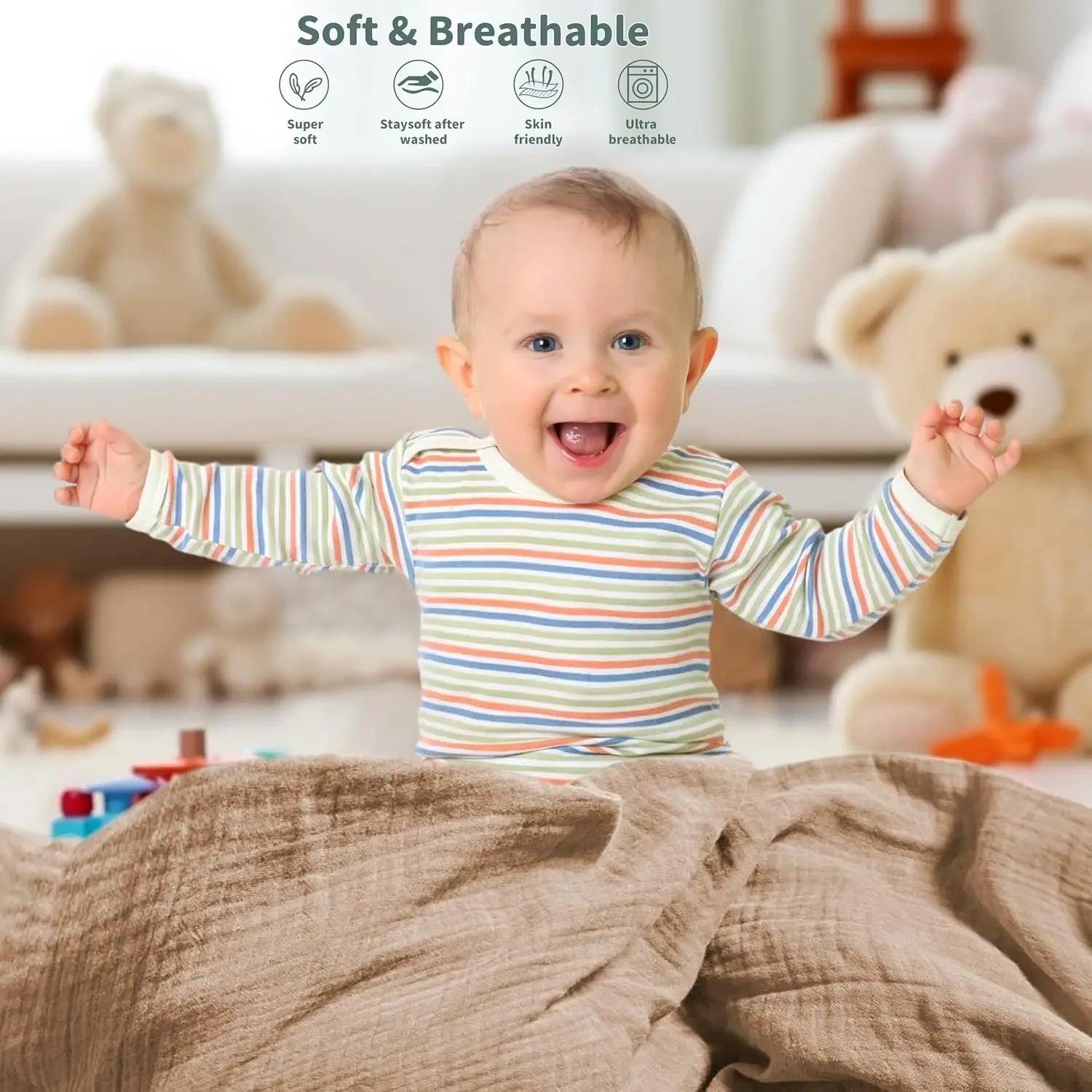 2-Pack Muslin Swaddle Blankets for Newborns
