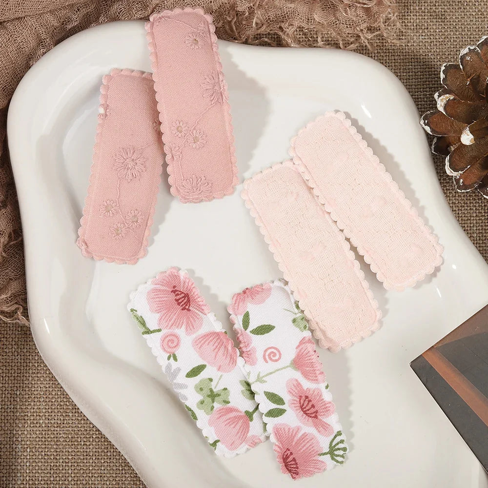1 Set Printed Fabric Hair Clips Sweet Handmade BB Hair Clips Baby Girl Bangs Fixed Edge Clips Children's Hair Accessories Gifts