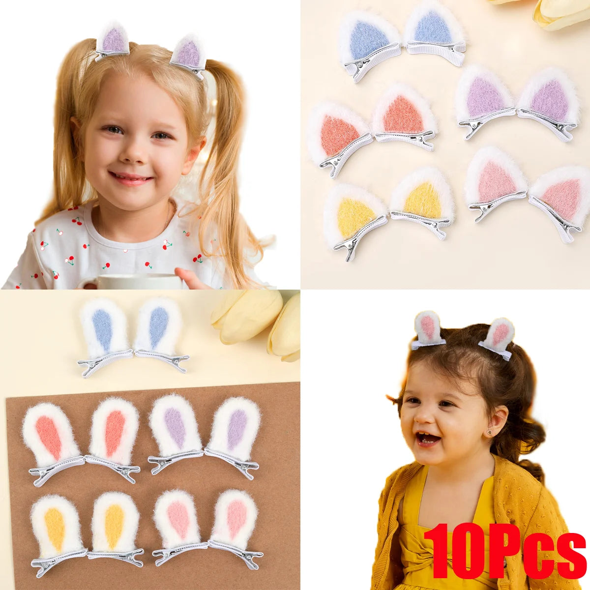 10Pcs Rabbit Ears Hair Clips