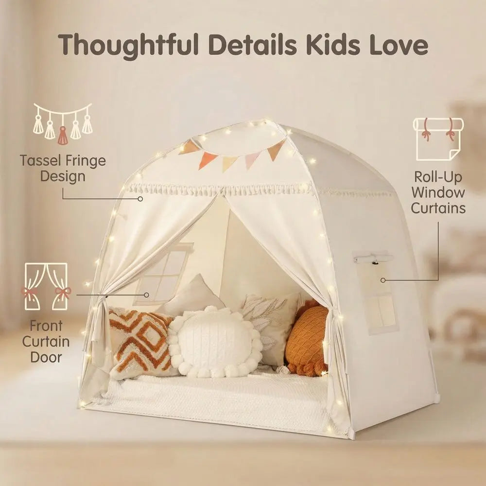 Tent With Triangle Bunting & Star String Lights