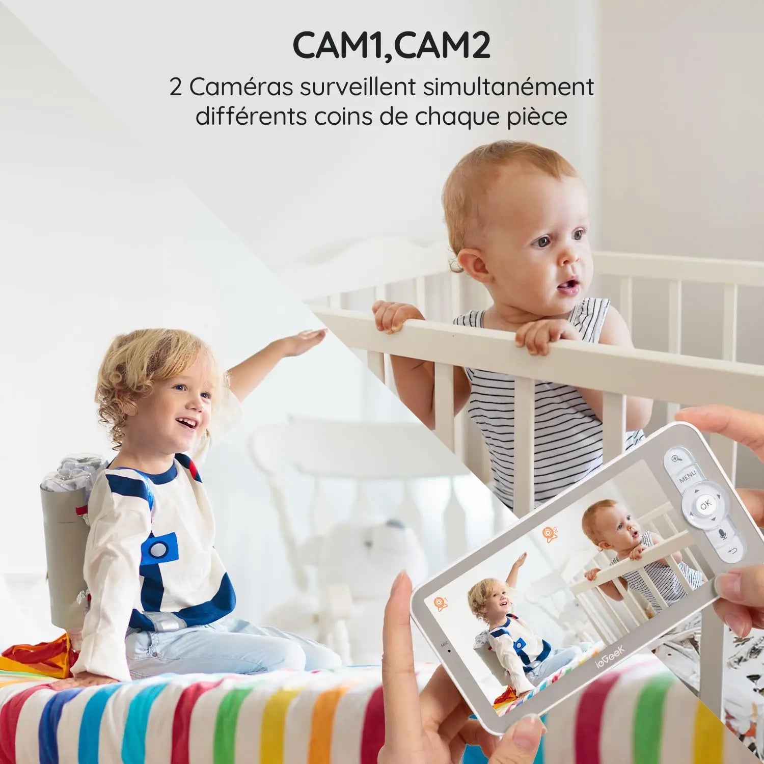 5 Inch Baby Monitor with 2 Cameras 2K/3MP