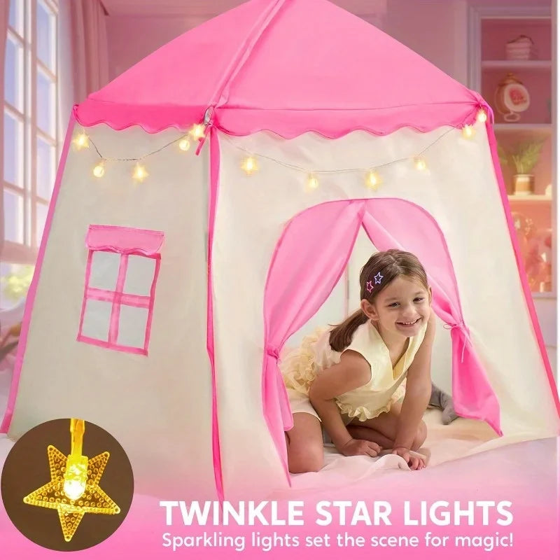 Joyfy Princess Tent With LED Star Lights For Kids Play
