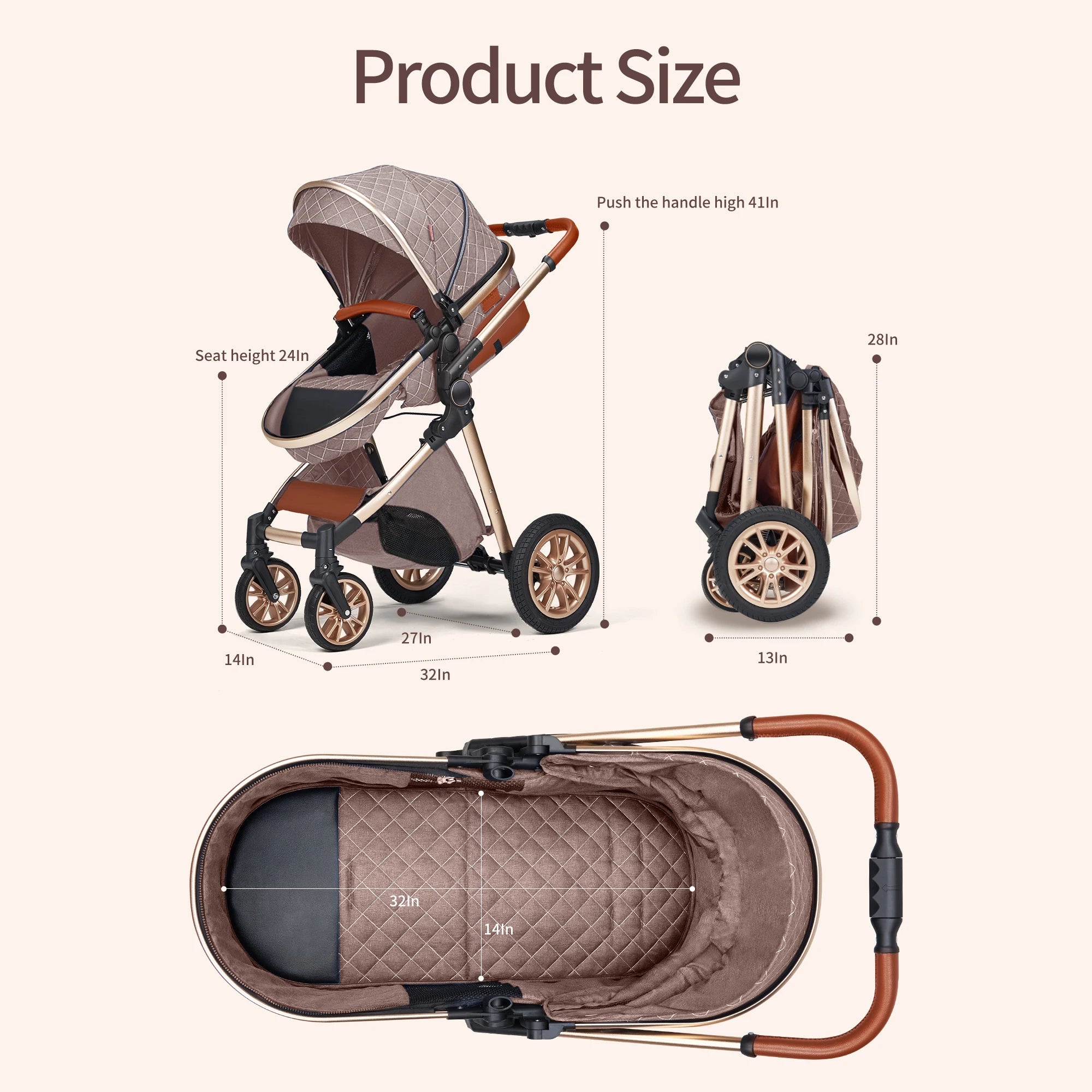 Luxury 3-in-1 Stroller with Reversible Car Seat