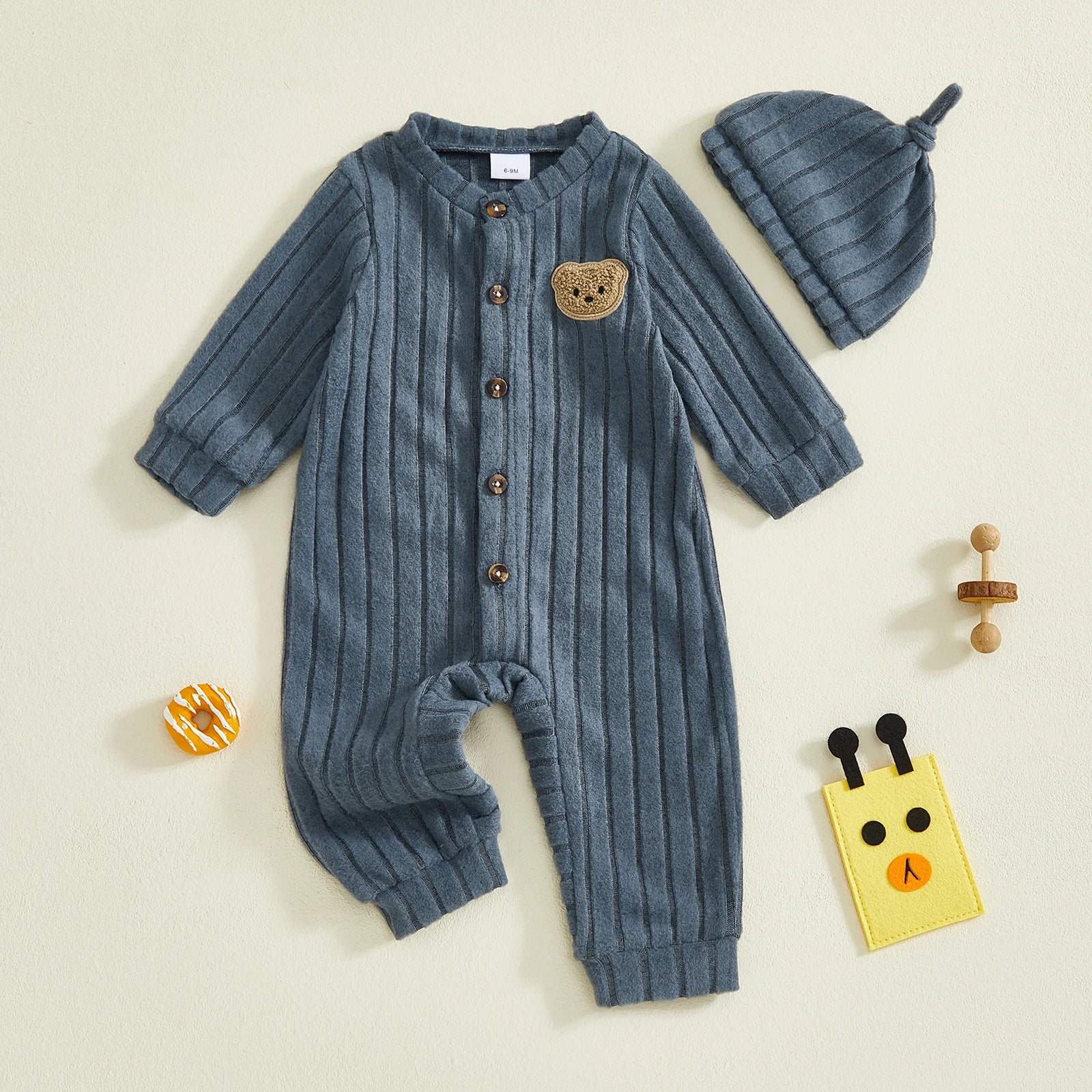 Infant Boy Romper and Beanie Set