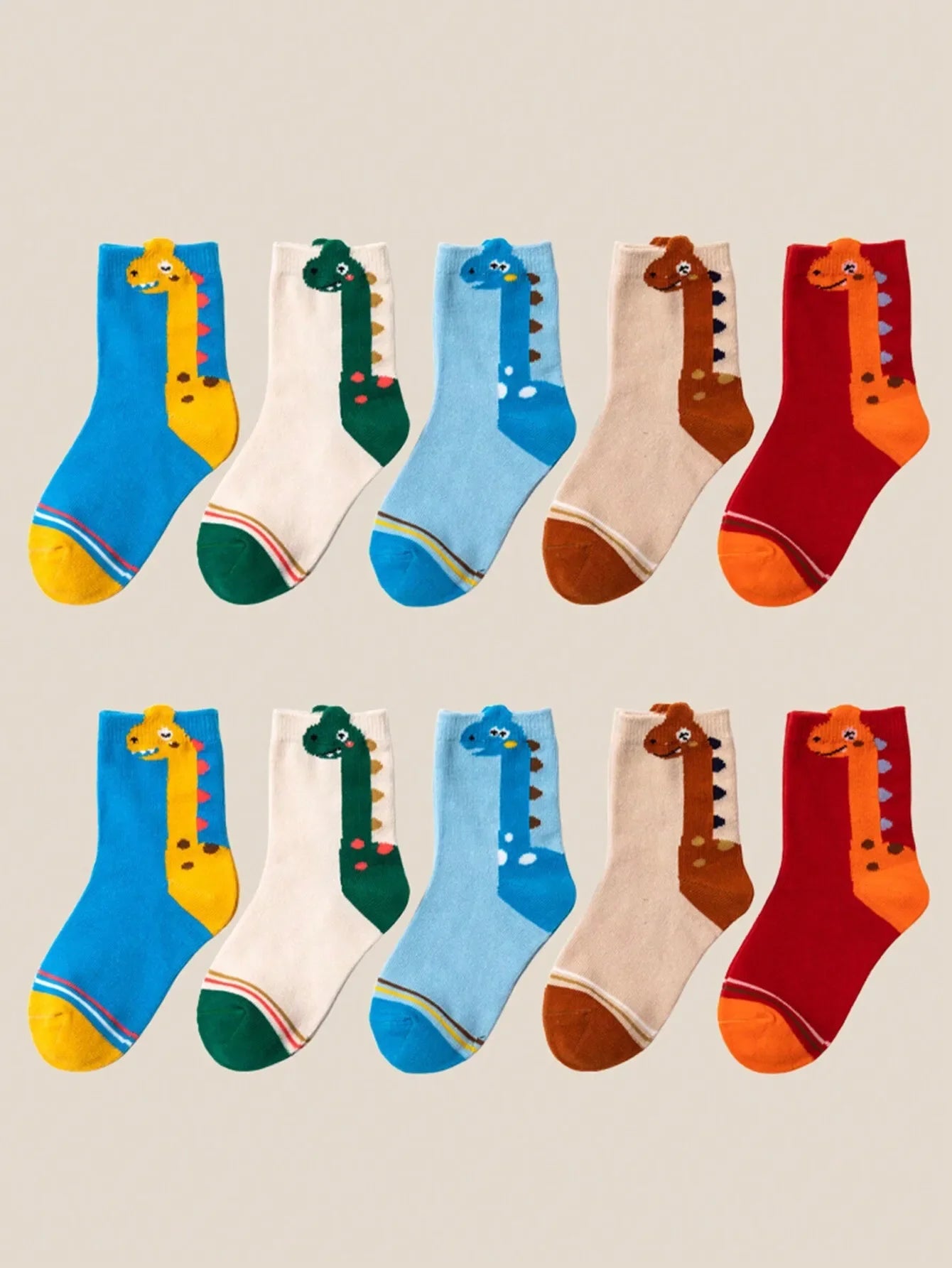 5 Pairs Neck Dinosaur Children's Socks