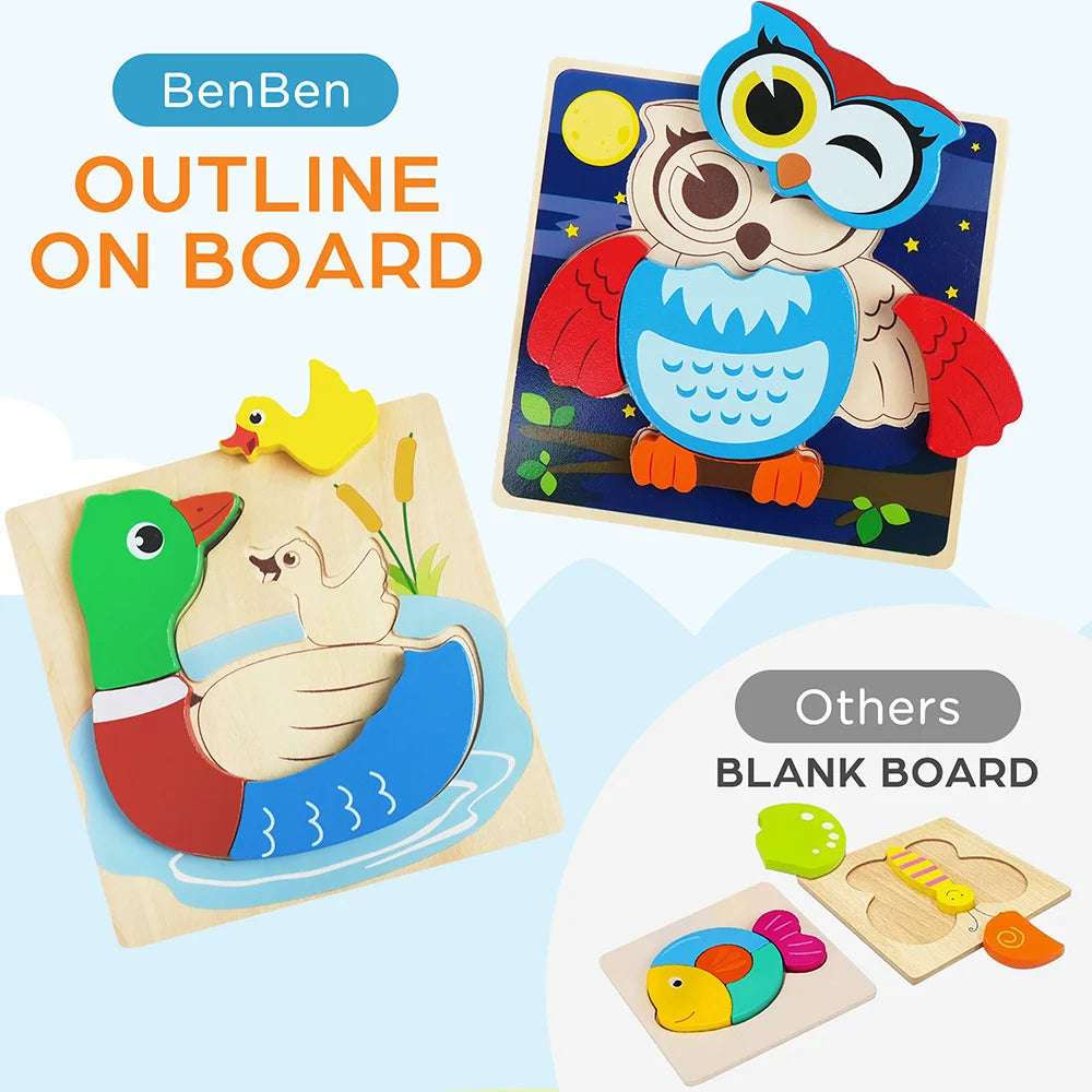 8 Pack Animal Wooden Puzzles