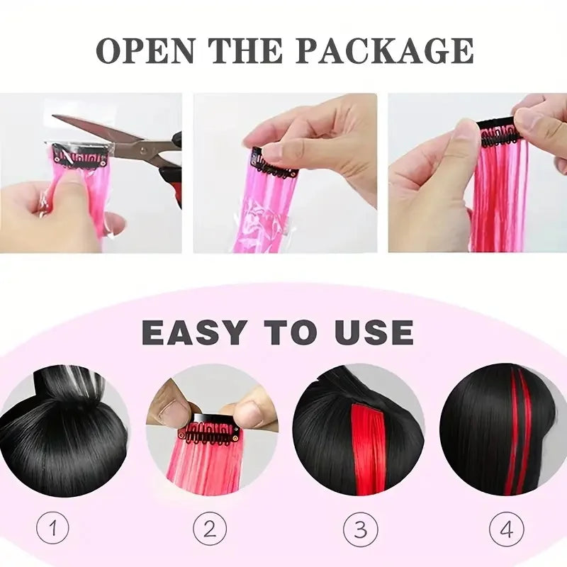 12pcs Rainbow Clip-In Hair Extensions