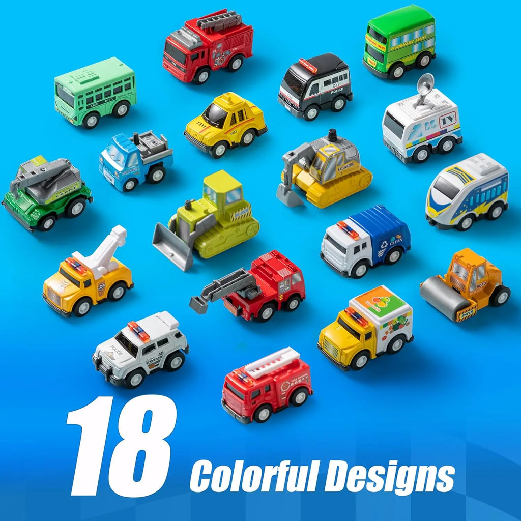 18 Pcs Pull Back Cars and Trucks