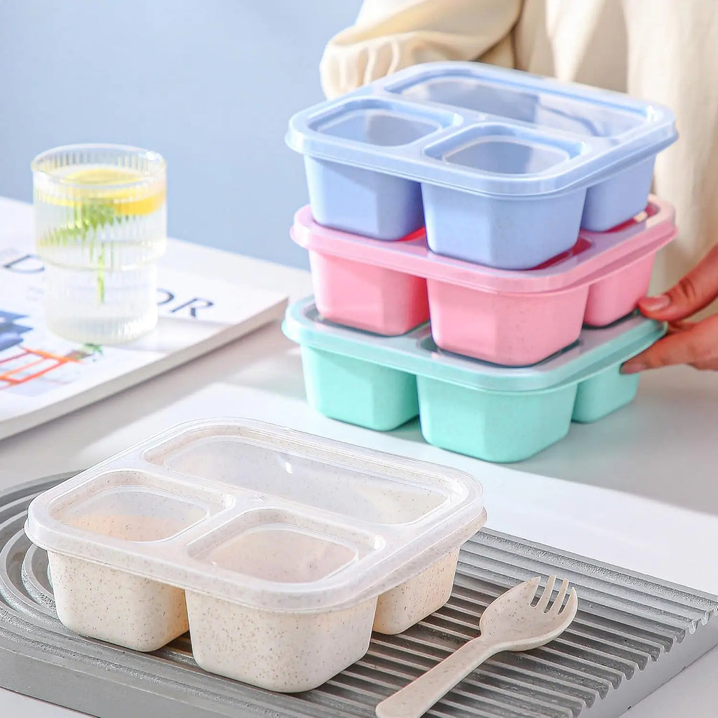 4 Pack -3 Compartments Meal Prep Containers