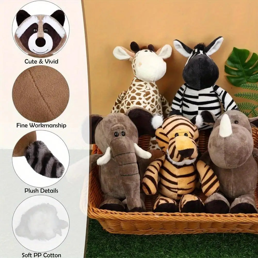 8 Piece Safari Stuffed Animals Plush