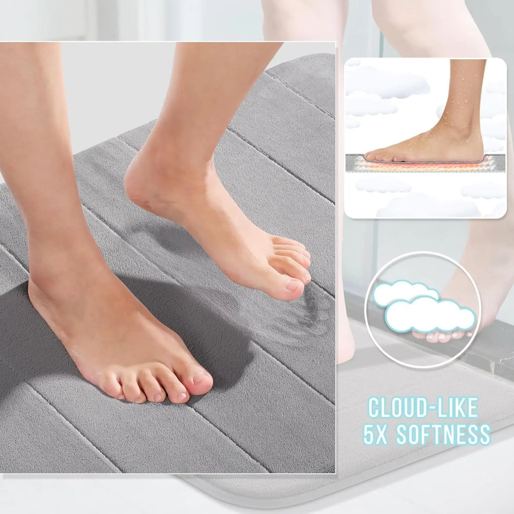 3 Pieces Memory Foam Bath Mat Set
