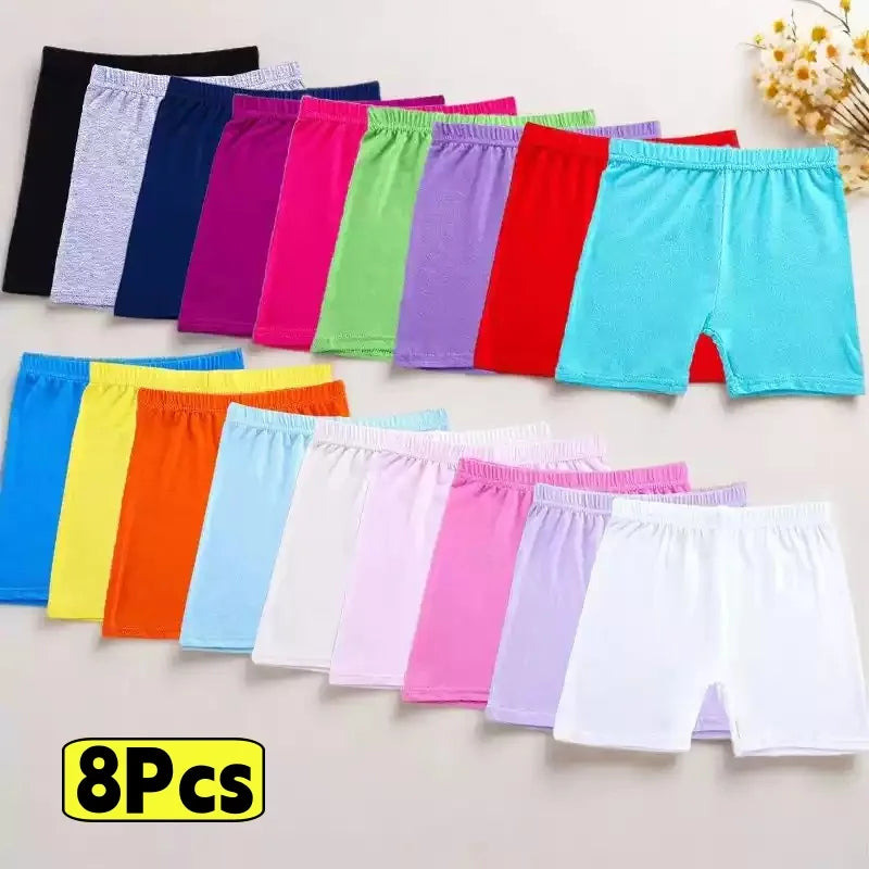 8pcs Candy Color  Shorts Ages 2-13