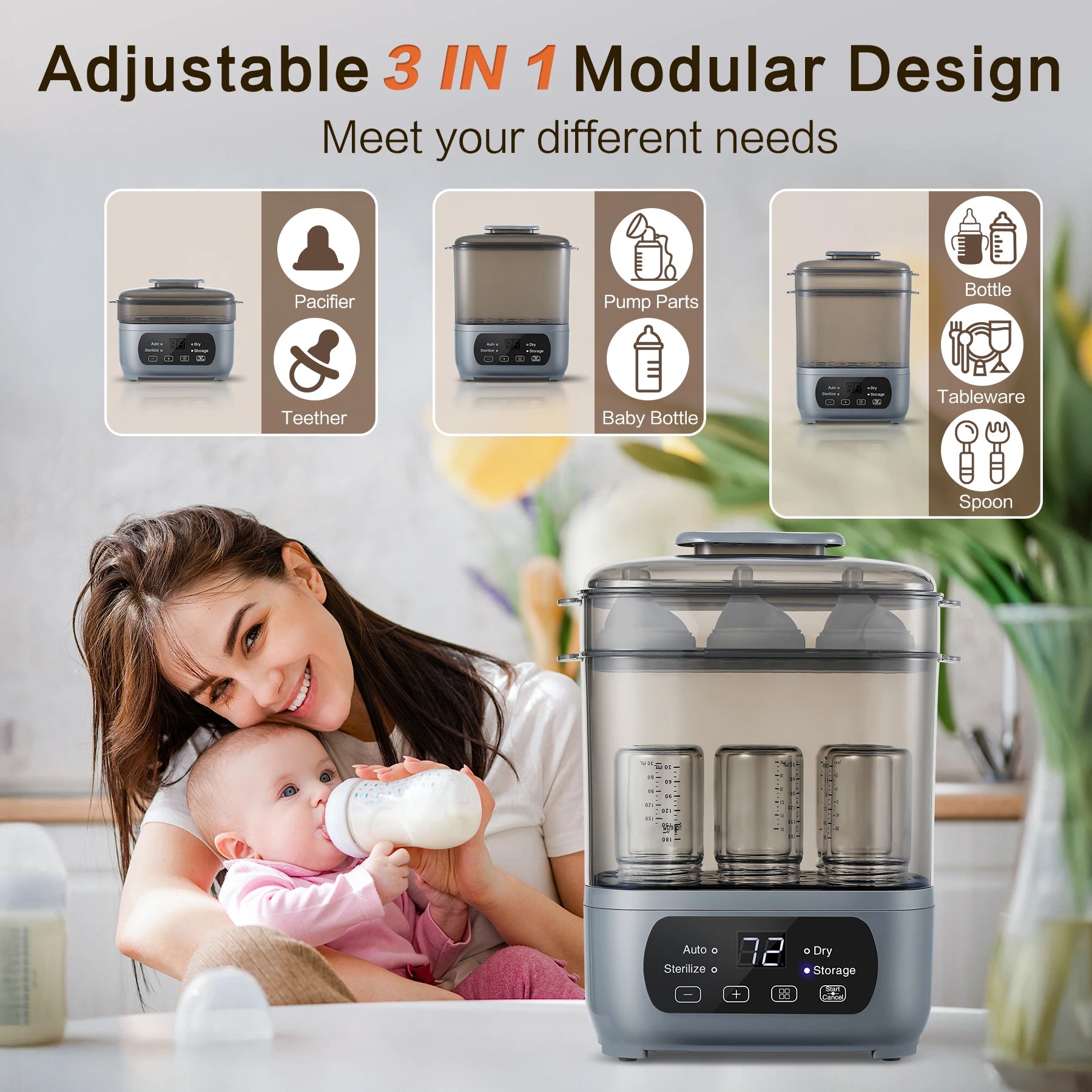 6 Bottles- Baby Bottle Sterilizer & Dryer